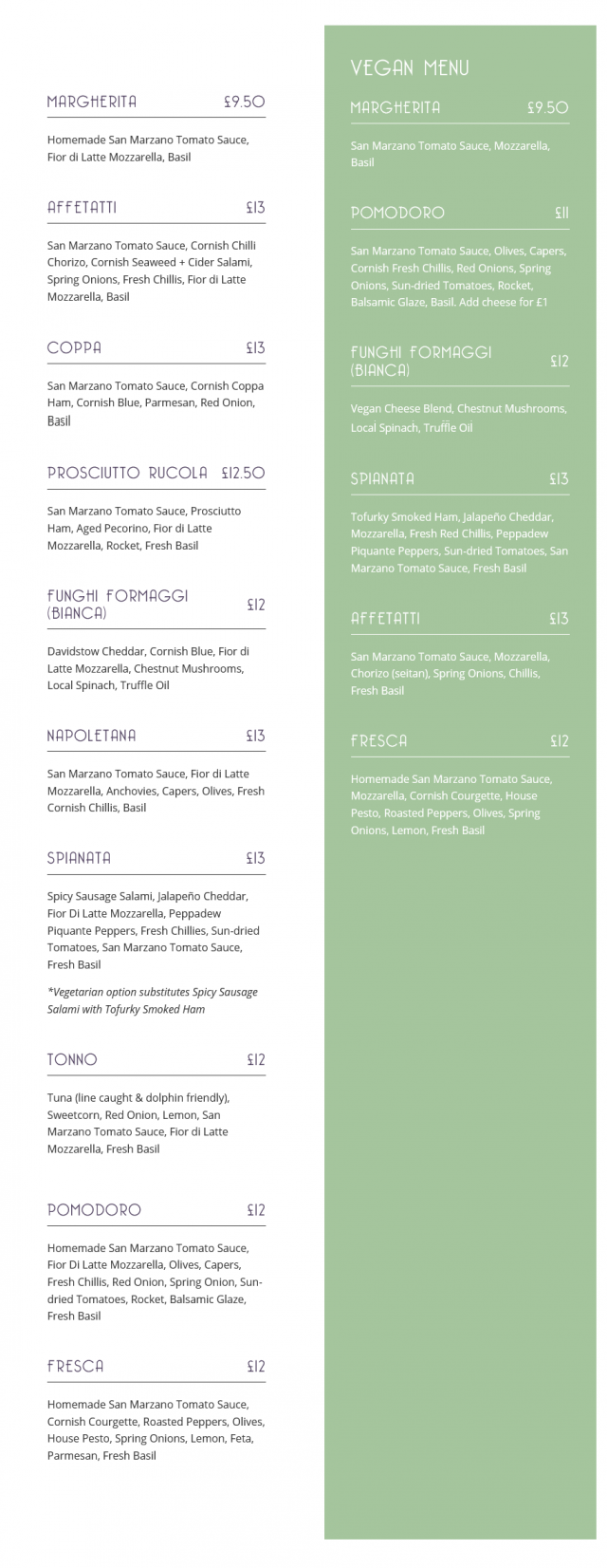 Flour Power Pizza Parlour - menu 13 July 2021